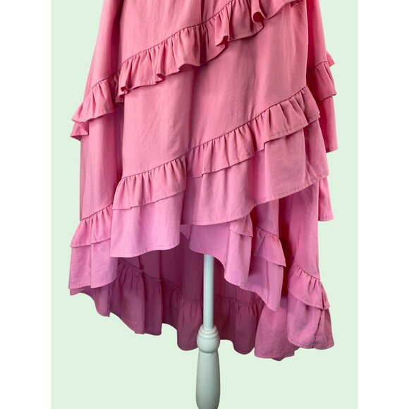 Strut & Bolt Pink Ruffle Layered Midi Sundress size medium - Picture 12 of 16